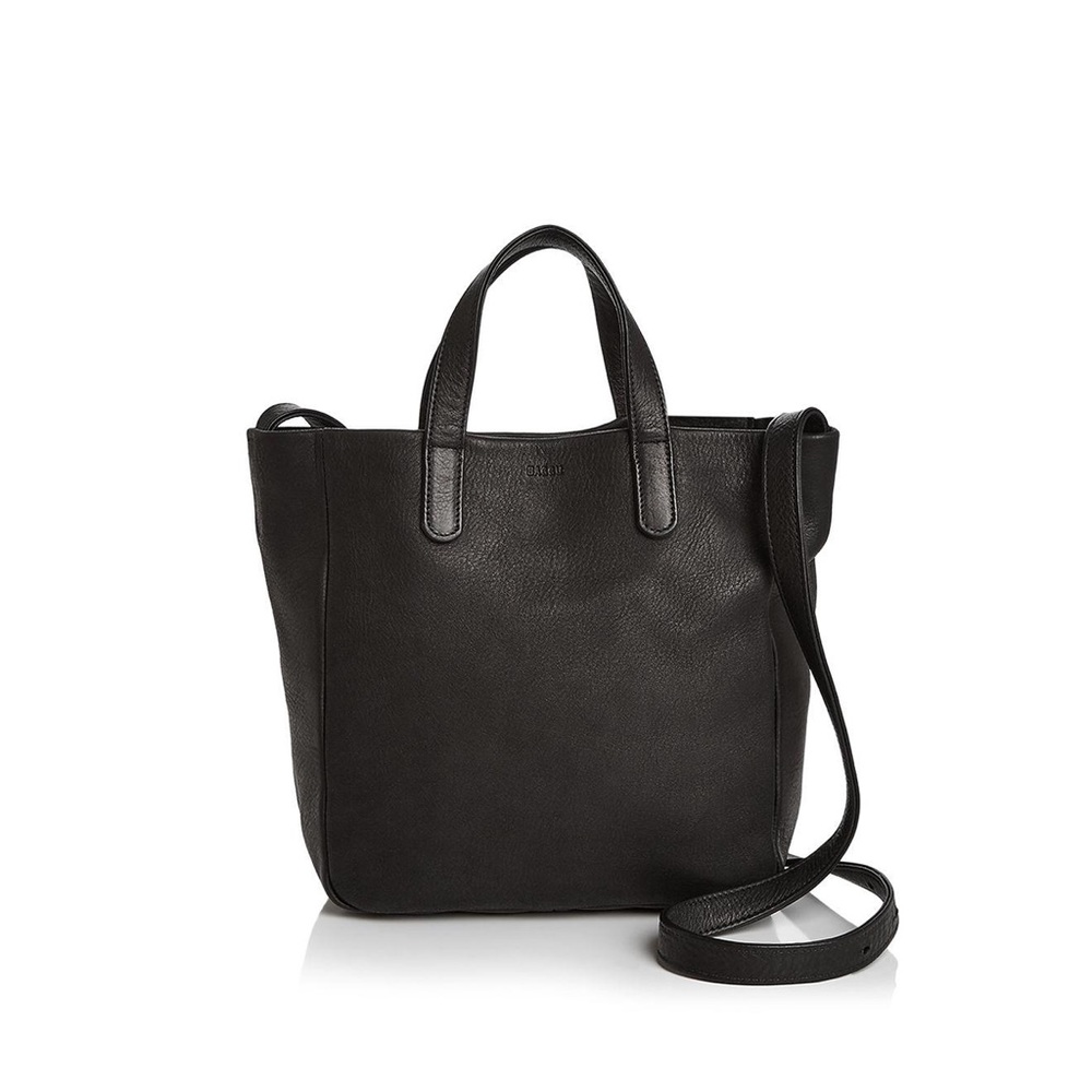 NWOT black leather box satchel BAGGU